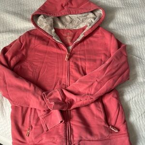 LLBean pink full zip Sherpa lined hoodie